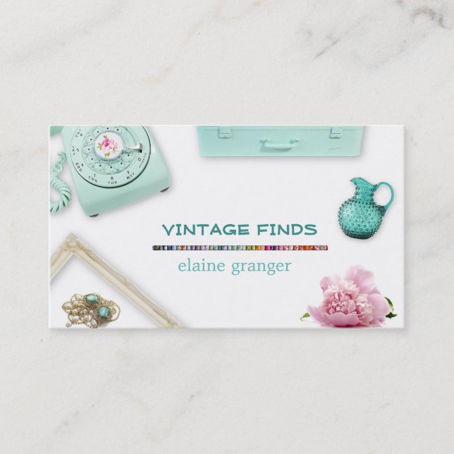 Vintage Finds Treasures Retro Business Card (Front)