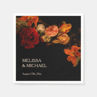 Vintage Fine Art Dark Floral Wedding Napkins