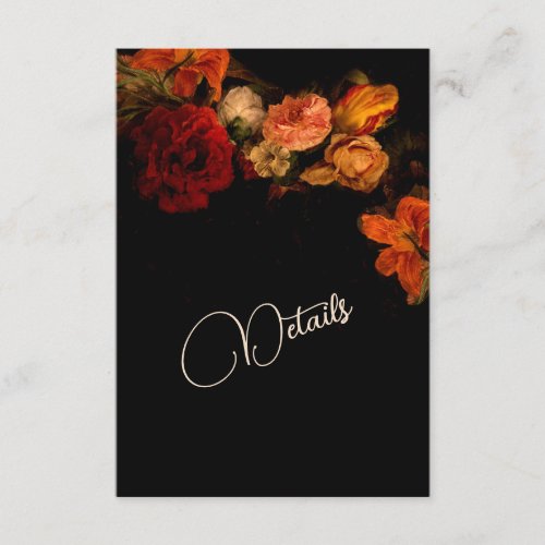 Vintage Fine Art Flowers Dark Wedding Details