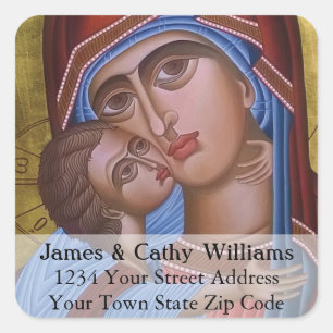 Vintage Fine Art of Mary and Baby Jesus Square Sticker