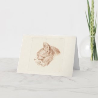 Vintage Fine Art Sketch of a Cat Card