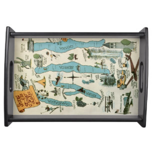 Vintage Finger Lakes Map Small Tray