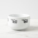 Vintage finger pointing hand monopoly style soup mug