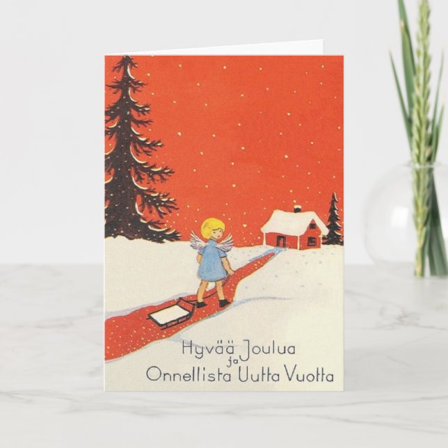 Vintage Finnish Christmas And New Year Card (Front)