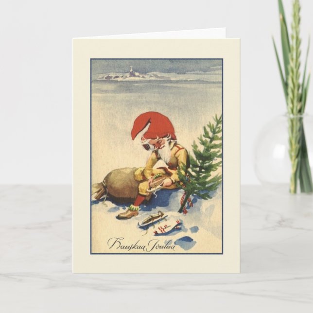 Vintage Finnish Hauskaa Joulua Christmas Card (Front)
