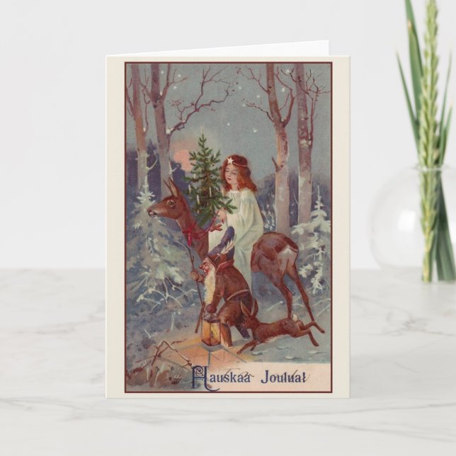 Vintage Finnish Hauskaa Joulua Christmas Card (Front)