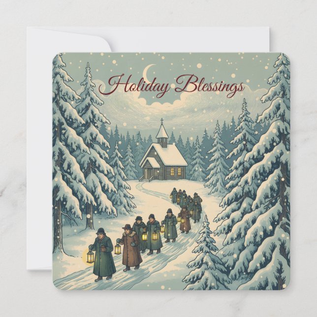 Vintage Finnish Winter Scene Holiday Card (Front)