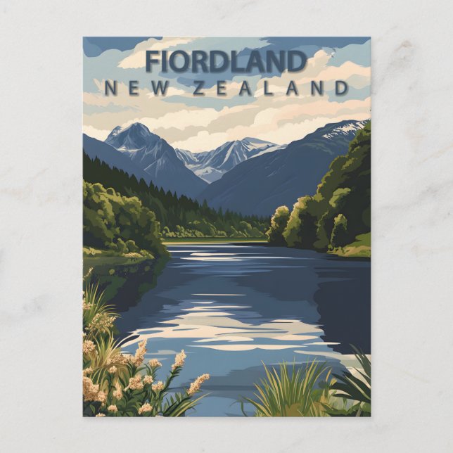 Vintage Fiordland New Zealand Travel Postcard (Front)