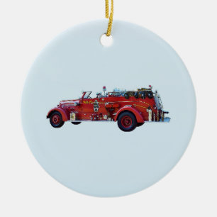 Vintage Fire Engine Ceramic Ornament