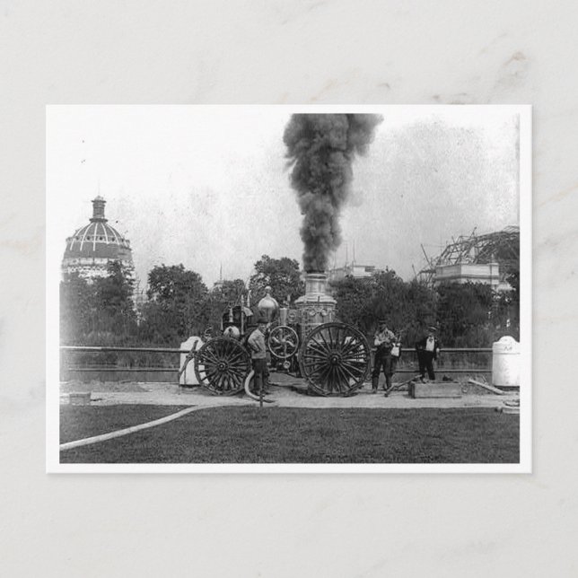 Vintage Fire Engine, Chicago's Columbia Exposition Postcard (Front)