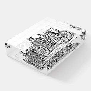 Vintage Fire Engine Drawing Paperweight