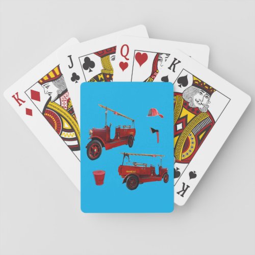 Vintage Fire Fighting Truck And Equipment Playing Cards