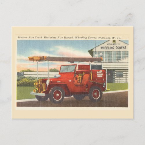Vintage Fire Truck 1940s Wheeling West Virginia Postcard