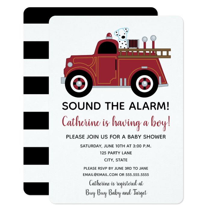 Vintage Fire Truck Baby Shower Invitation Zazzle Com