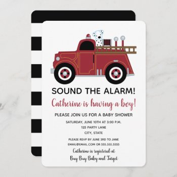 Vintage Fire Truck Baby Shower Invitation by NoteworthyPrintables at Zazzle