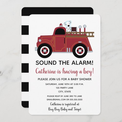 Vintage Fire Truck Baby Shower Invitation