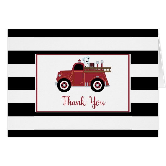 Vintage Fire Truck Baby Shower Thank You Note (Front Horizontal)
