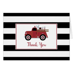 Vintage Fire Truck Baby Shower Thank You Note Cards