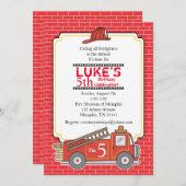 Vintage Fire Truck Birthday Party Invitation (Front/Back)