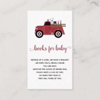 Vintage Fire Truck Books For Baby Shower Enclosure Card by NoteworthyPrintables at Zazzle