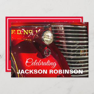 Vintage Fire Truck Celebration of Life Invitation