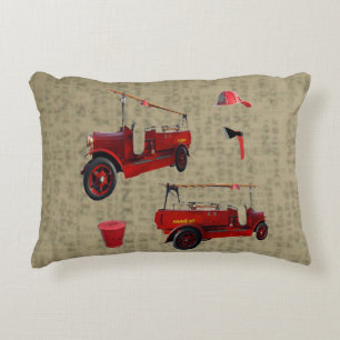 Vintage Fire Truck On Vintage Newspaper Print, Accent Pillow