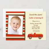 VIntage Fire truck Photo Birthday Party Invitation (Front/Back)