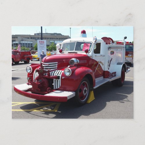 Vintage Fire Truck Postcard