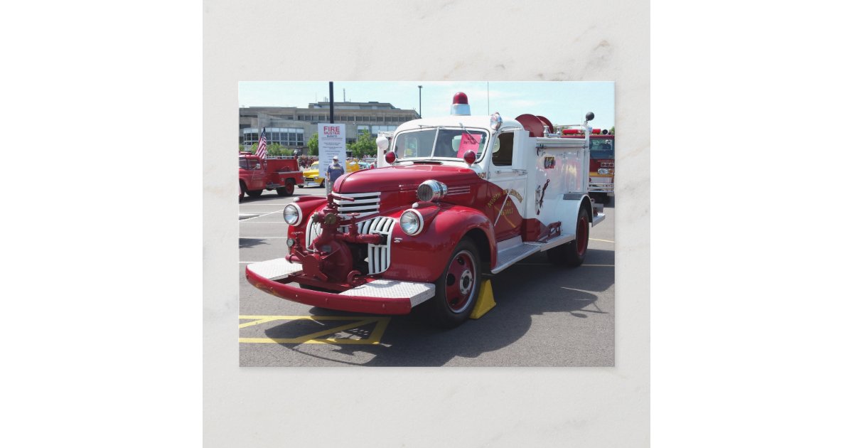 Vintage Fire Truck Postcard | Zazzle.com