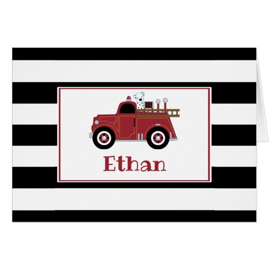 Vintage Fire Truck Thank You Note (Front Horizontal)