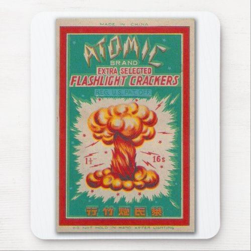 Vintage Firecracker Firework Label Atomic Brand Mouse Pad