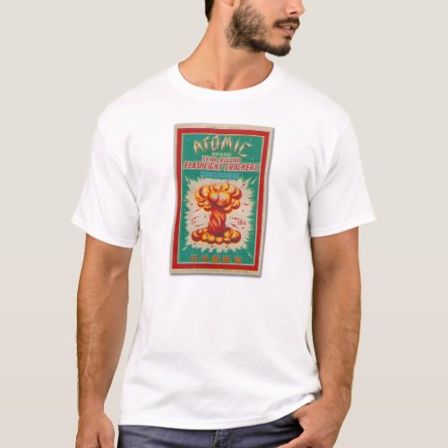 Vintage Firecracker Firework Label Atomic Brand T_Shirt