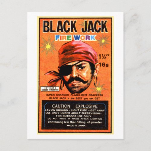 Vintage Firecracker Label Blackjack Brand Postcard