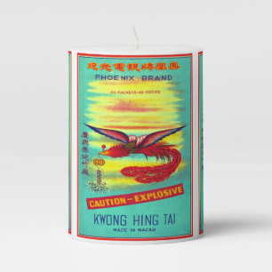 Vintage Firecracker Label Retro Americana Pillar Candle
