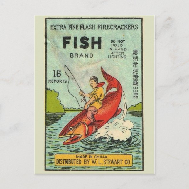 Vintage Firecracker Package Postcard (Front)