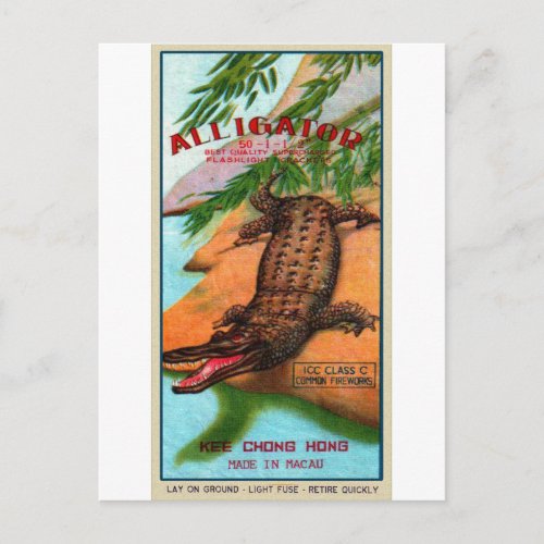 Vintage Firecrackers Alligator Brand Postcard