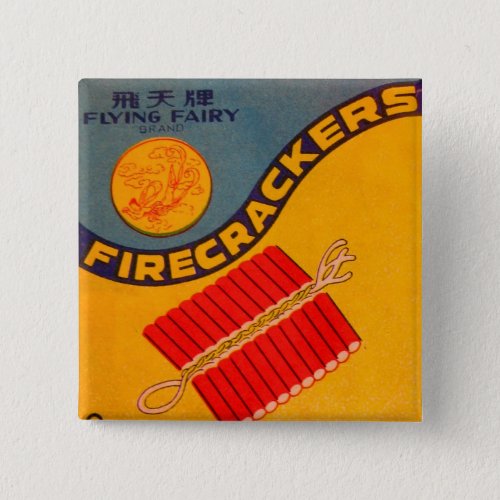 Vintage Firecrackers Flying Fairy Brand Button