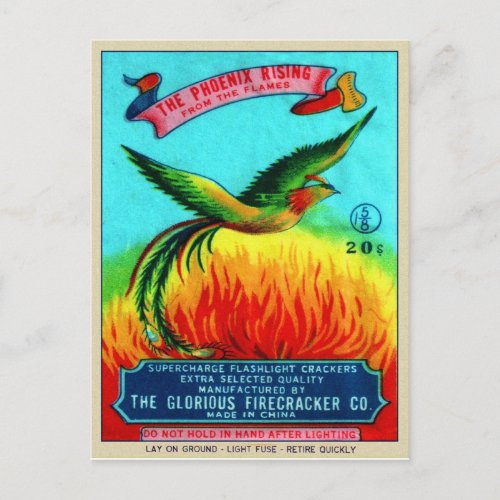 Vintage Firecrackers Phoenix Rising Brand Postcard