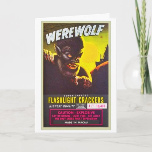 Vintage Firecrackers Werewolf Brand Card