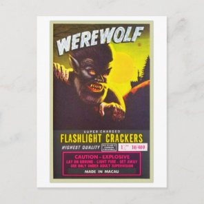 Vintage Firecrackers Werewolf Brand Postcard