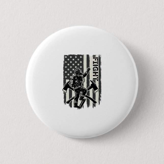 Vintage Firefighter Flag Fight Shirt Design_1 Button (Front)