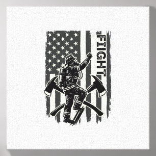 Vintage Firefighter Flag Fight Shirt Design_1 Canvas Photo Tile