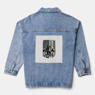 Vintage Firefighter Flag Fight Shirt Design_1 Denim Jacket