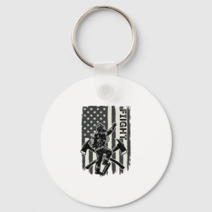 Vintage Firefighter Flag Fight Shirt Design_1 Keychain