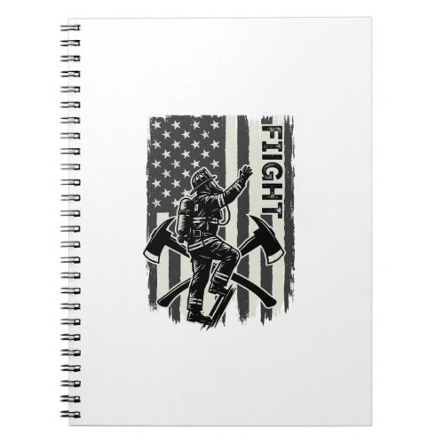 Vintage Firefighter Flag Fight Shirt Design_1 Notebook