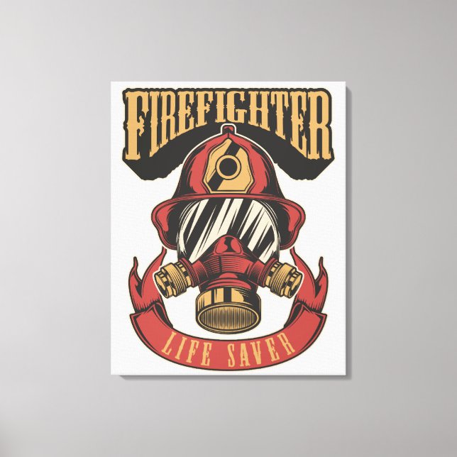 Vintage Firefighter Helmet Canvas Print (Front)