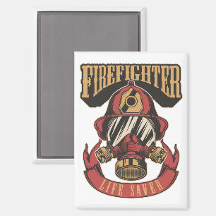 Vintage Firefighter Helmet Life Saver Magnet