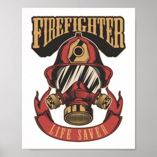 Vintage Firefighter Helmet Poster