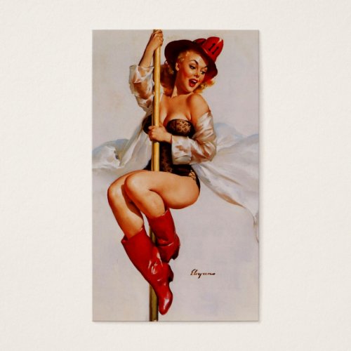 Vintage Firefighter Pin Up Girl Business Card