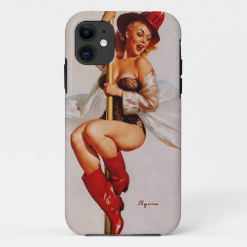 Vintage Firefighter Pin Up Girl iPhone 11 Case